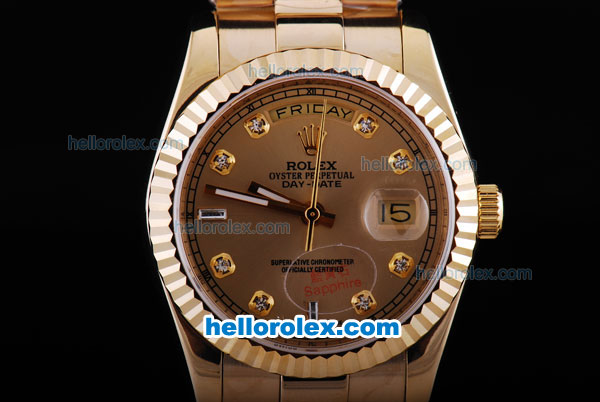 Rolex Day-Date Swiss ETA 2836 Movement with Gold Dial - Click Image to Close